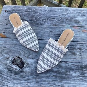 Lucky Brand striped pointed fringe flats